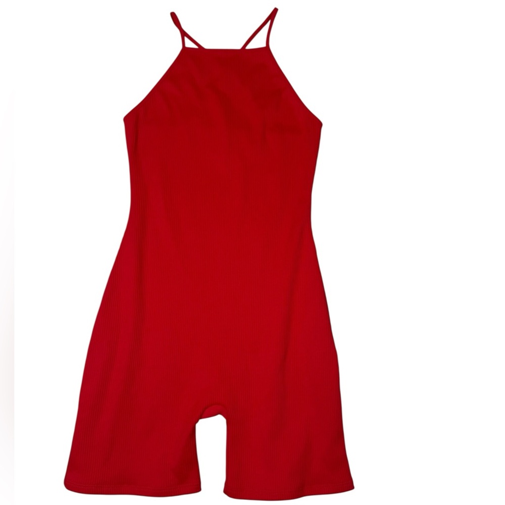 Wild‎ Fable Red Ribbed Sleeveless Romper Size Small